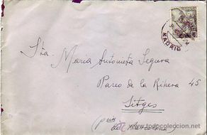 Timbres: GENERAL FRANCO EN CARTA CIRCULADA 1940 DE MADRID A SITGES (BARCELONA). MATASELLOS DE LLEGADA. MPM.